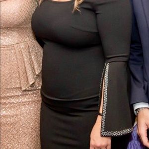 Black and rhinestone sleeve cocktail dress
